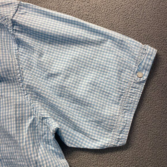 PD&C Shirt Mens Size 3X Classic Fit White Blue Print Short Sleeve,Pockets - Picture 9 of 12